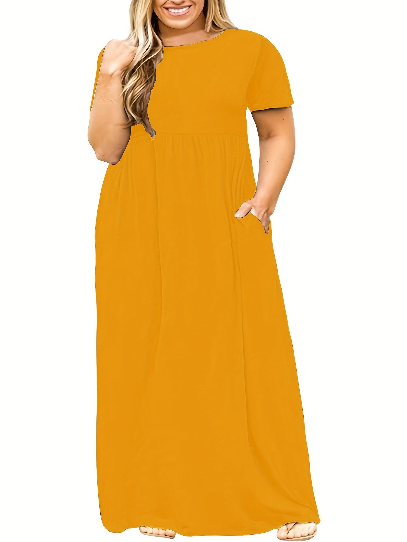 Short Sleeve Maxi Dress With Pocket Women's Plus Medium