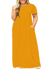 Short Sleeve Maxi Dress With Pocket Women's Plus Medium