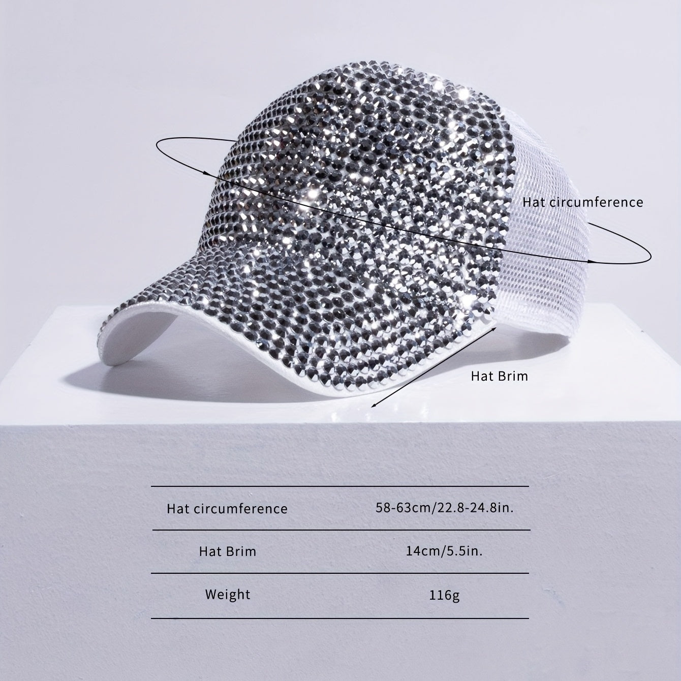 Rhinestone Mesh Trucker Hat Sparkly Baseball Cap