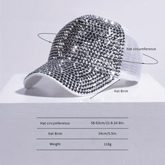 Rhinestone Mesh Trucker Hat Sparkly Baseball Cap