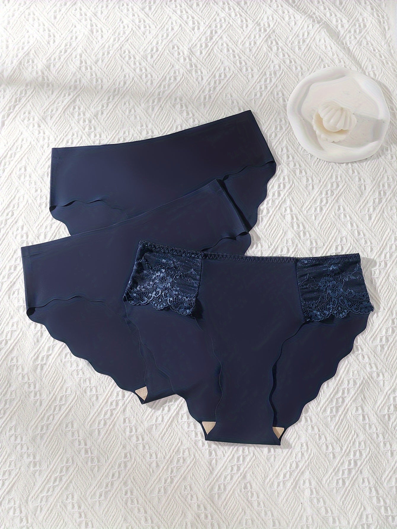 3 Pack Women's Plus Sexy Lace Trim Seamless Briefs Set