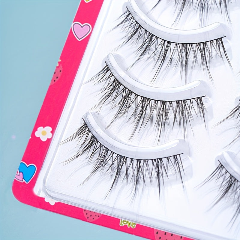 5 Pairs Fairy Tip Tail Cross False Eyelashes Natural Look Reusable Thick Long