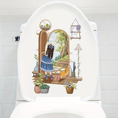 Home Decor Wall Sticker Toilet Lid Sticker Waterproof PVC Removable Sticker