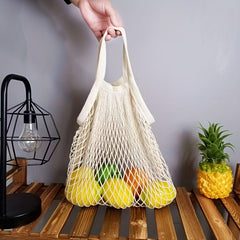 2pcs Reusable Mesh Grocery Bag for Fruits and Vegetables Long and Short Handles
