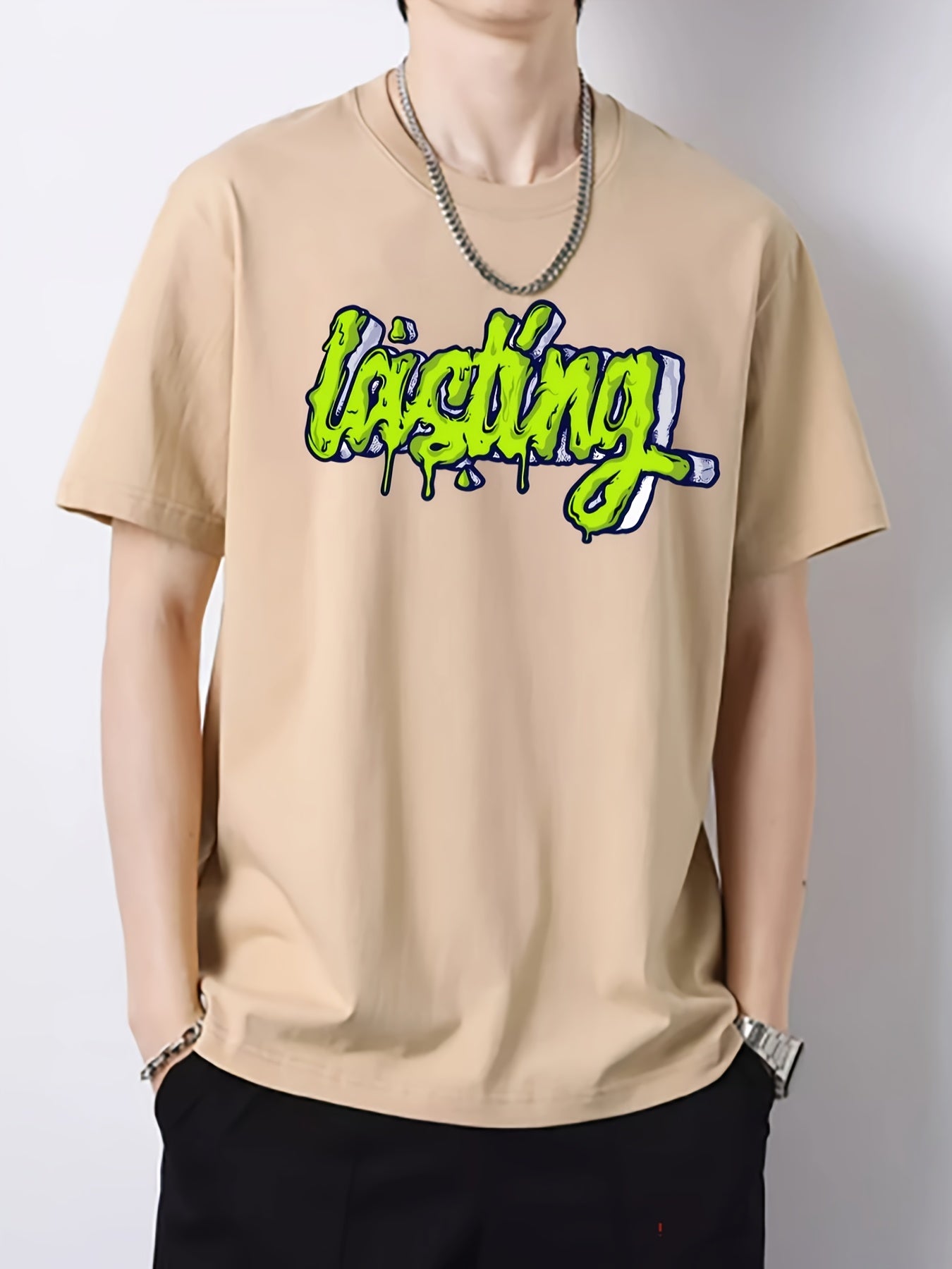 Men's Crew Neck Vintage T Shirt Loose Casual Top for Spring Summer