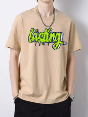 Men's Crew Neck Vintage T Shirt Loose Casual Top for Spring Summer