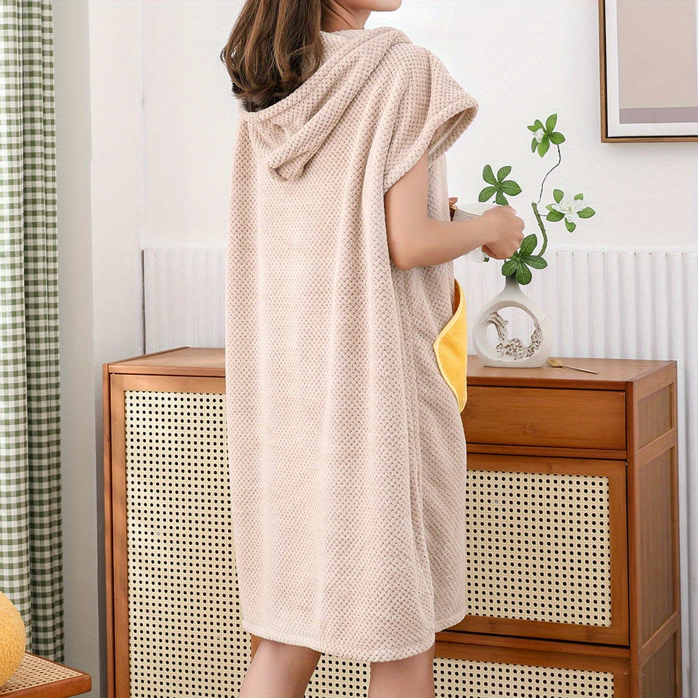 Women's Hooded Bathrobe with Hat and Towel Set