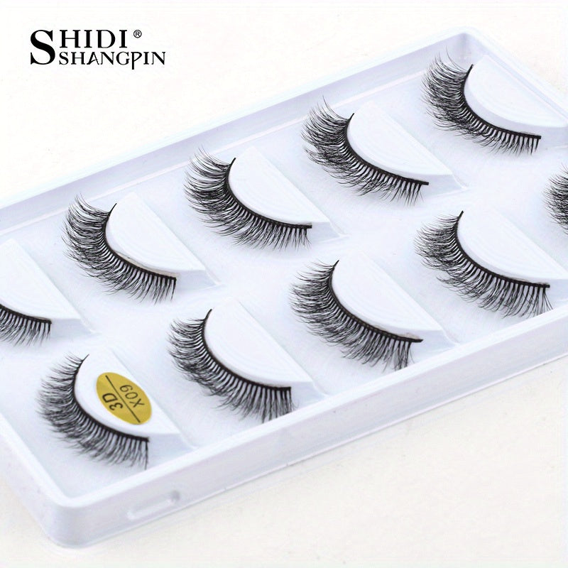 5 Pairs False Eyelashes 3D Slender Wispy Soft Reusable Lashes