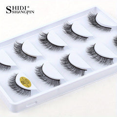 5 Pairs False Eyelashes 3D Slender Wispy Soft Reusable Lashes
