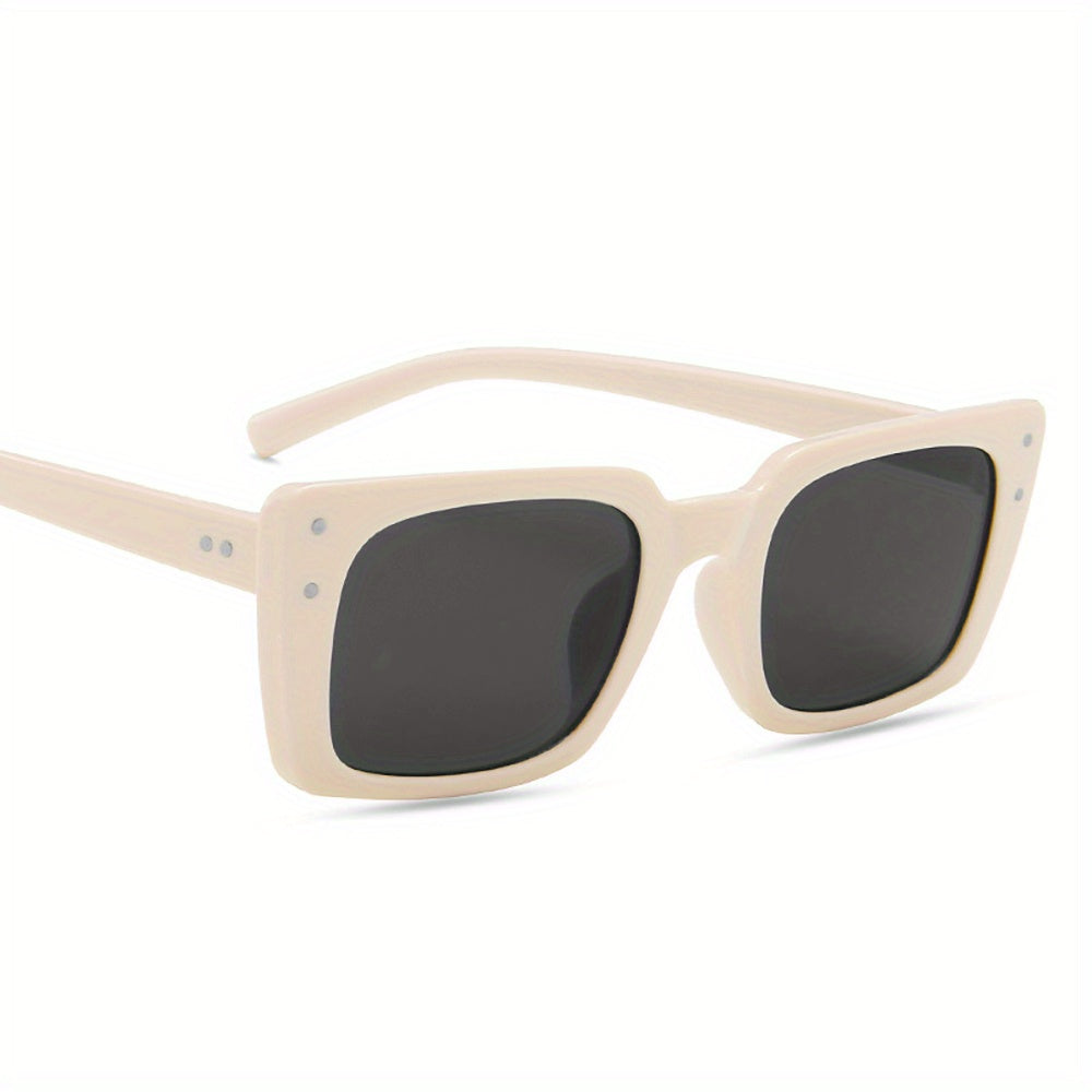 Y2K Rectangle Sunglasses Rivet Candy UV400 Sun Shades Beach Travel