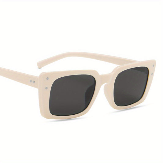 Y2K Rectangle Sunglasses Rivet Candy UV400 Sun Shades Beach Travel