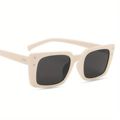 Y2K Rectangle Sunglasses Rivet Candy UV400 Sun Shades Beach Travel