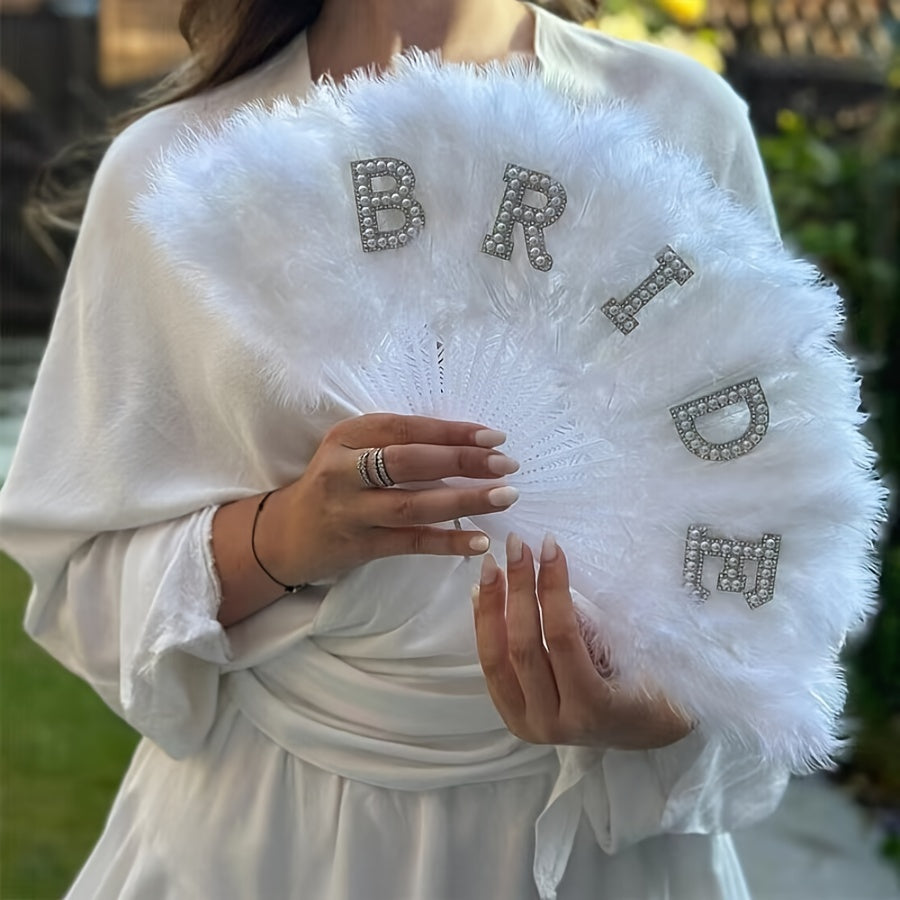 Romantic Bride Accessories Feather Folding Fan Heart Shaped Glasses