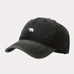 Polar Bear Embroidery Baseball Cap Distressed Unisex Sun Hat Solid Adjustable