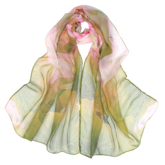 Lotus Pink Floral Print Lightweight Scarf for Women