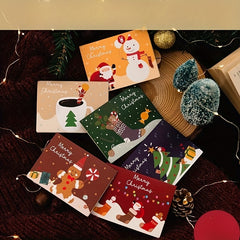 6 Pcs Cartoon Christmas Card DIY Folding Small Card