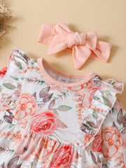 Baby Girls Floral Print Long Sleejson for Winter