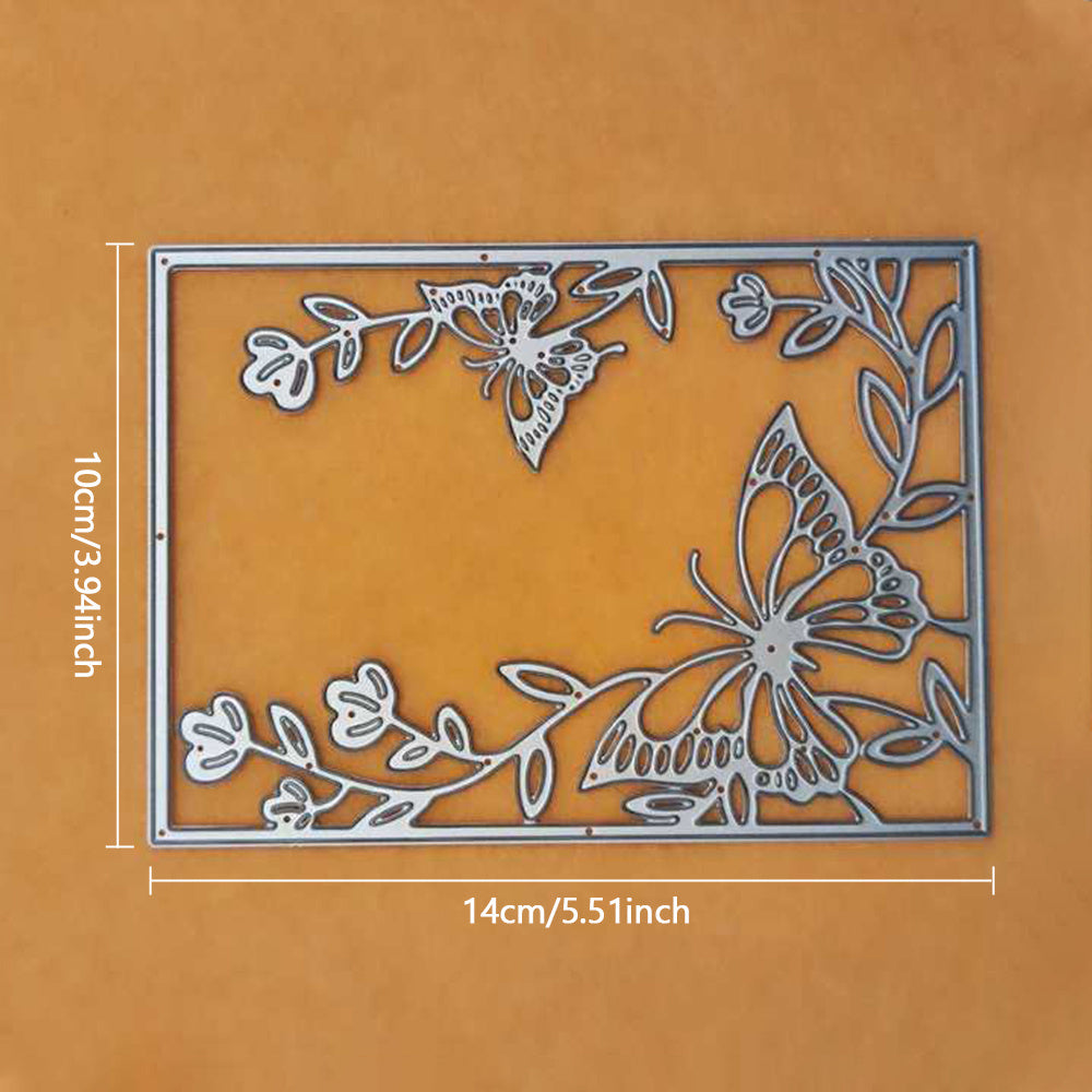 Rectangular Frame Flowers Stars Background Metal Cutting Mold Template DIY Album