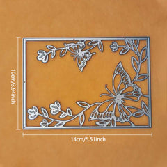 Rectangular Frame Flowers Stars Background Metal Cutting Mold Template DIY Album