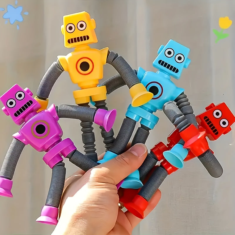 4pcs Colorful DIY Robot Toys with Suction Cups in Purple Red Yellow