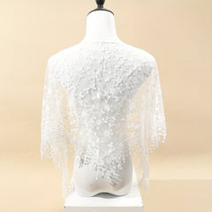 Floral Lace Shawl Tassel Triangle Scarf Solid Cape Bridal Shawl Dress Wrap