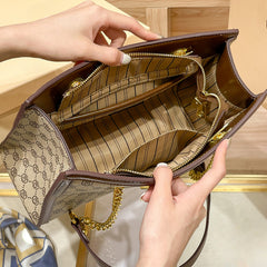 Women's Beige Shoulder Bag w/ Chain Crossbody
