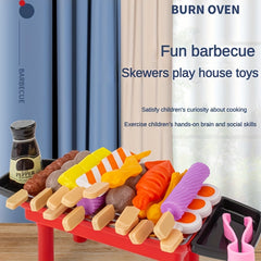 27pcs Kitchen Playset BBQ Pretend Play Food with BBQ Grill Kitchen Accessories