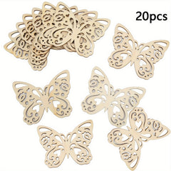 20pcs Wooden Butterfly Cutouts for Crafts Home Decor Wedding Party