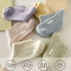 5 Pairs Candy Socks Thick Line Sports Letter Mid tube Socks Women's