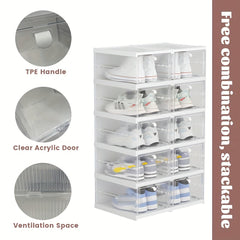 1pc Integrated Plastic Shoes Box Dustproof Folding Shoes Cabinet Shoe Storage