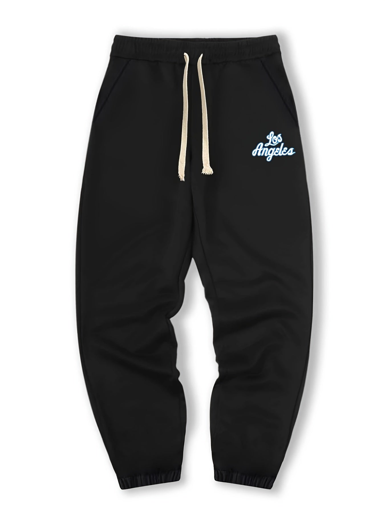 Alphabet Men's Winter Jogger Pants Loose Fit Solid Drawstring