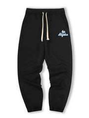 Alphabet Men's Winter Jogger Pants Loose Fit Solid Drawstring