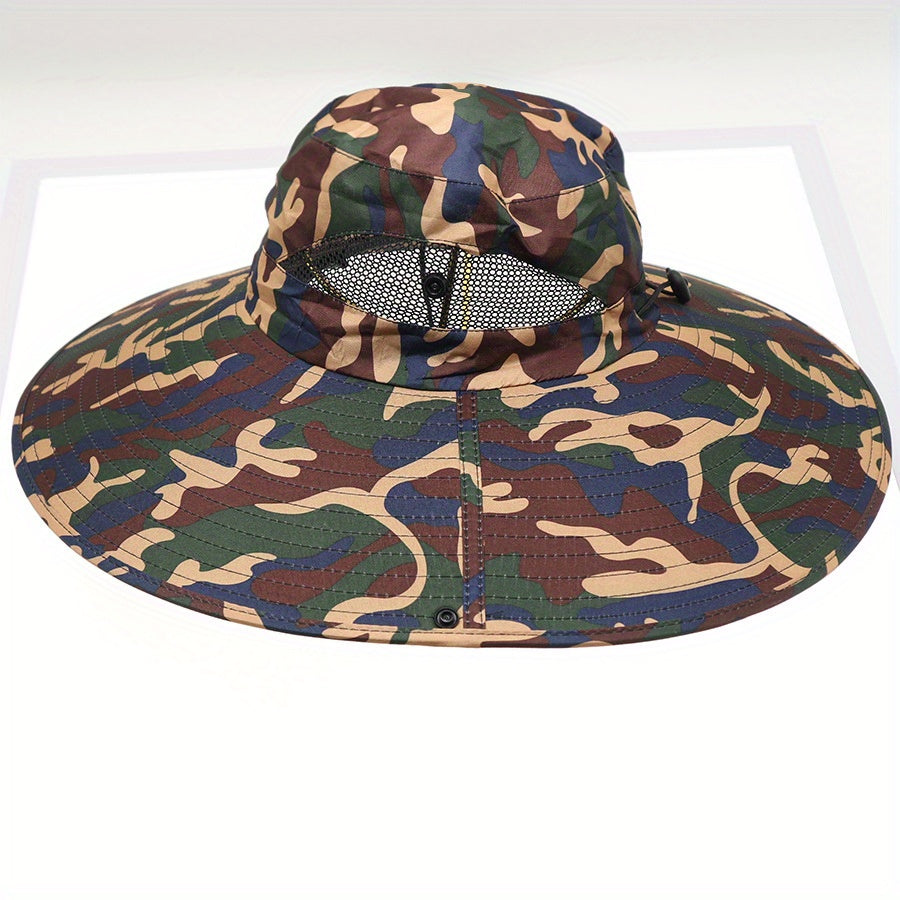 Camouflage Sun Hat Boonie Hat Mesh Breathable Adjustable Outdoor Fishing Bucket