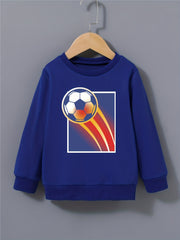 Boys Football Print Sweatshirt - Long Sleeve Crew Neck Top