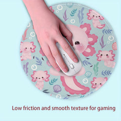 Axolotl Round Mouse Pad Non Slip Rubber Base Home Office Decor Desk Accessories