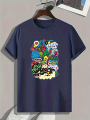 Happy Year Print Men's Graphic T-Shirt for Summer