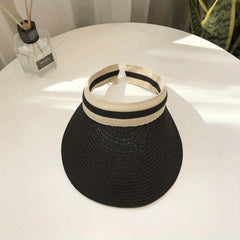 Straw Visor Hat Wide Brim Casual UV Protection Sun Hat Summer Travel Beach Hats