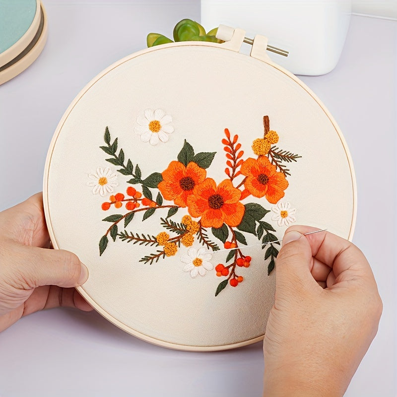 Embroidery Starter Kit Flower Plant Pattern Cross Stitch Set