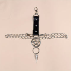 Pentagram Leg Chain Harness Gothic Leg Strap Hip Hop PU Leather Rivet Belt Haraj