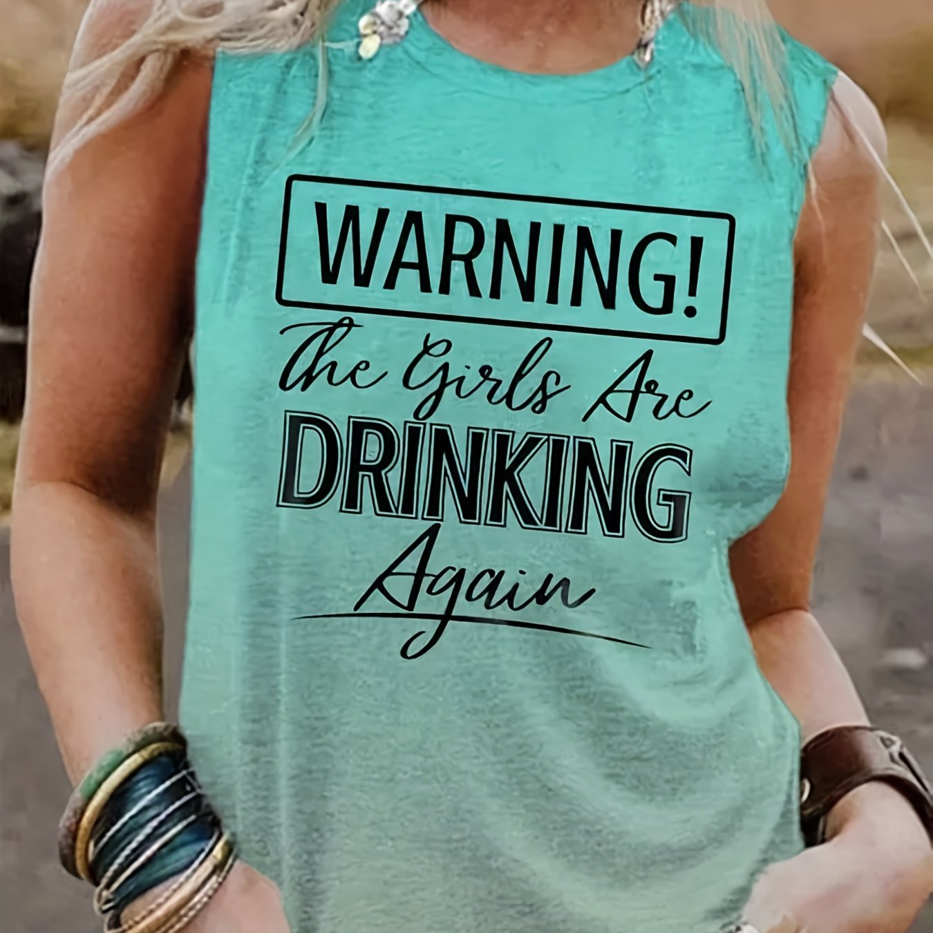 Letter Print Tank Top Sleeveless Summer Women's Clothing