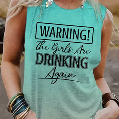 Letter Print Tank Top Sleeveless Summer Women's Clothing