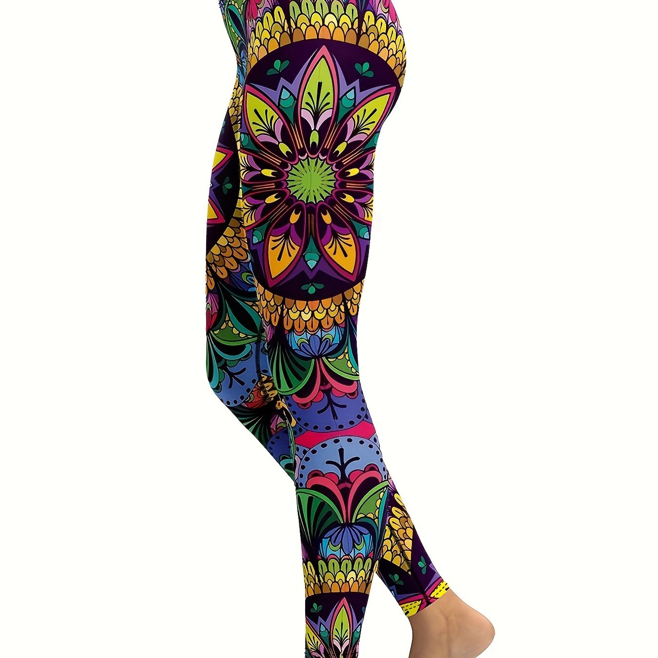 Flower Print Leggings for Yoga Running Fitness