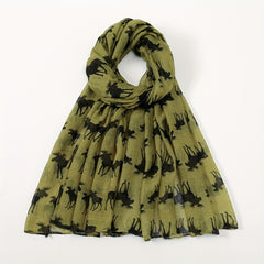 Animal Printed Yarn Scarf Long Sunscreen Shawl Breathable Warm