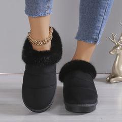 Women's Fuzzy Trim Snow Boots Non-slip Warm Slippers