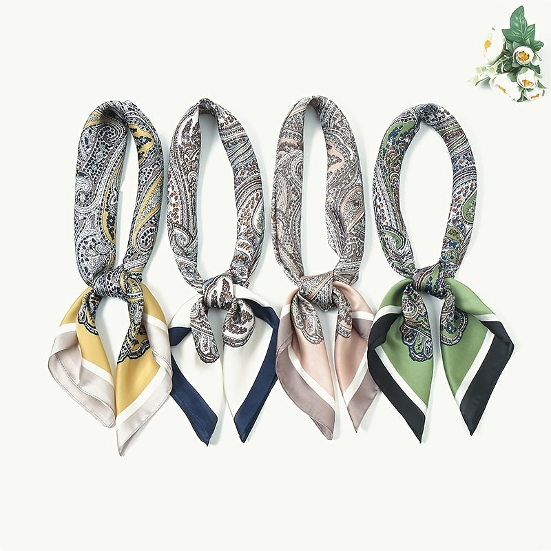 Satin Paisley Square Scarves Silky Head Neck Scarf Neckerchief Bandanas
