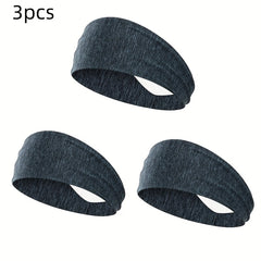 3pcs Elastic Sweat Absorbent Headbands for Men & Women