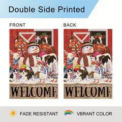 Winter Welcome Snowman Farm Garden Flag