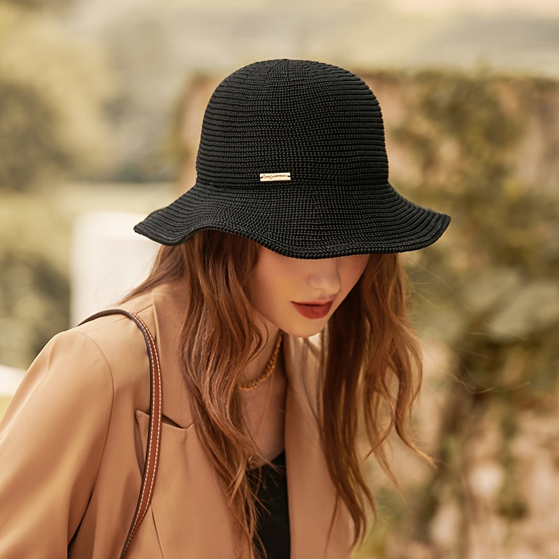 Women Casual Bucket Hat Solid Fisherman Hat Wide Brim Outdoor Hat For Women