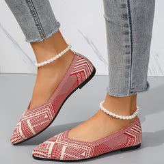 Women's Knit Pointed Toe Flats Soft Sole Slip On Walking Shoes