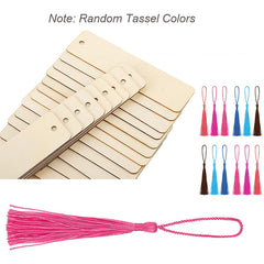 50pcs Blank Wooden Tags with Tassels DIY Crafts Gift Bags Label